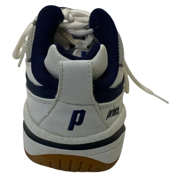 Prince Men's Tennis Shoes White Blue Low Top Lace-Up Sneakers Active Footwear 6