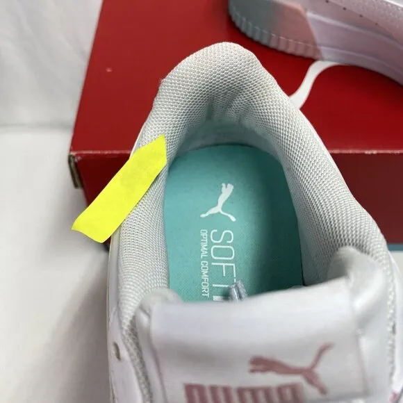 Puma Carina Fade JR White Leather Sneakers Size 5.5C Lace Up ShoesNew 368799-01