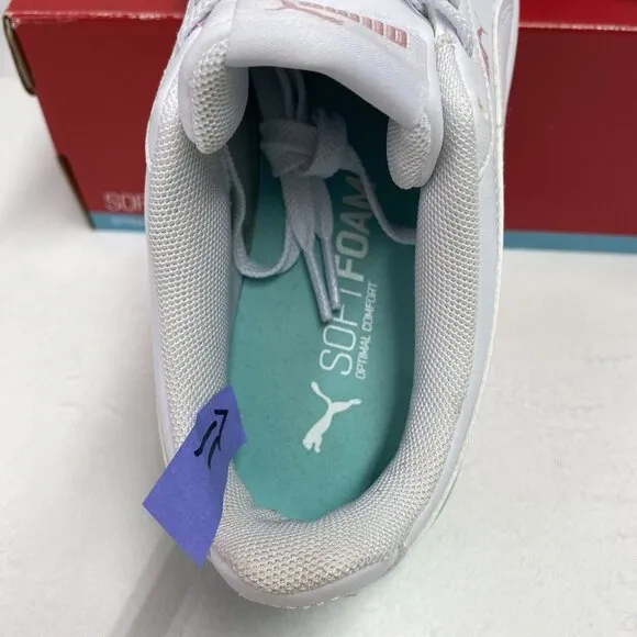 Puma Carina Fade JR White Leather Sneakers Size 5.5C Lace Up ShoesNew 368799-01