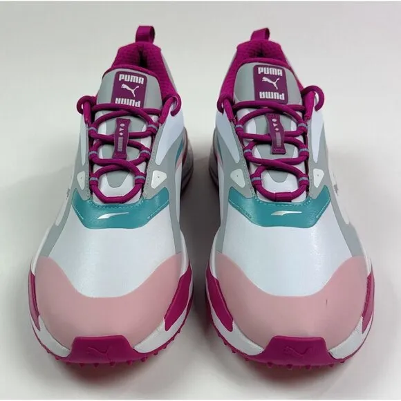 Puma GS-Fast Womens 12 Pink White Golf Shoes Spikeless Waterproof 376584-05