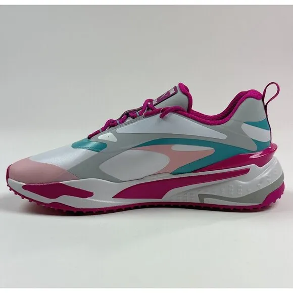 Puma GS-Fast Womens 12 Pink White Golf Shoes Spikeless Waterproof 376584-05