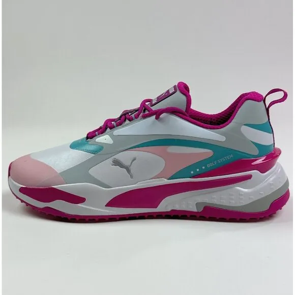 Puma GS-Fast Womens 12 Pink White Golf Shoes Spikeless Waterproof 376584-05
