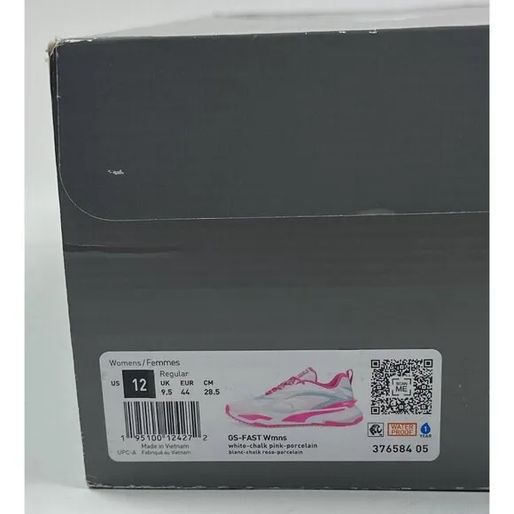 Puma GS-Fast Womens 12 Pink White Golf Shoes Spikeless Waterproof 376584-05