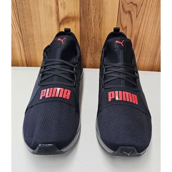 Puma Softride Rift Breeze Black Red Men's Running Shoes Size 12