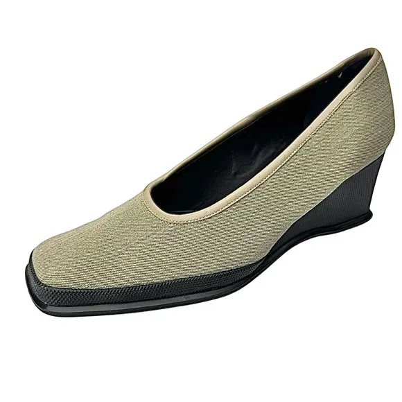 Rangoni Firenze Gray Square Toe Wedge Heel Women’s 7 B Handcrafted In Italy EUC