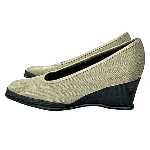 Rangoni Firenze Gray Square Toe Wedge Heel Women’s 7 B Handcrafted In Italy EUC
