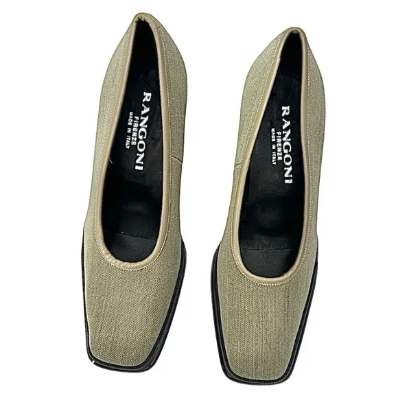 Rangoni Firenze Gray Square Toe Wedge Heel Women’s 7 B Handcrafted In Italy EUC