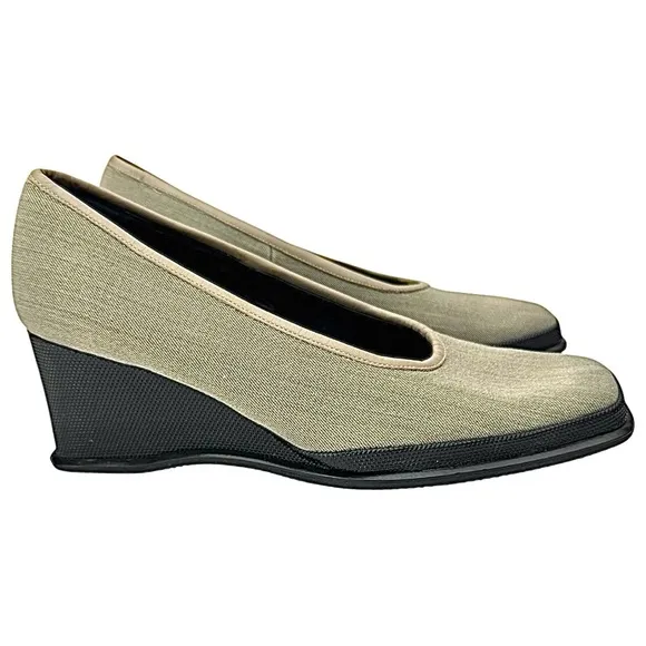 Rangoni Firenze Gray Square Toe Wedge Heel Women’s 7 B Handcrafted In Italy EUC