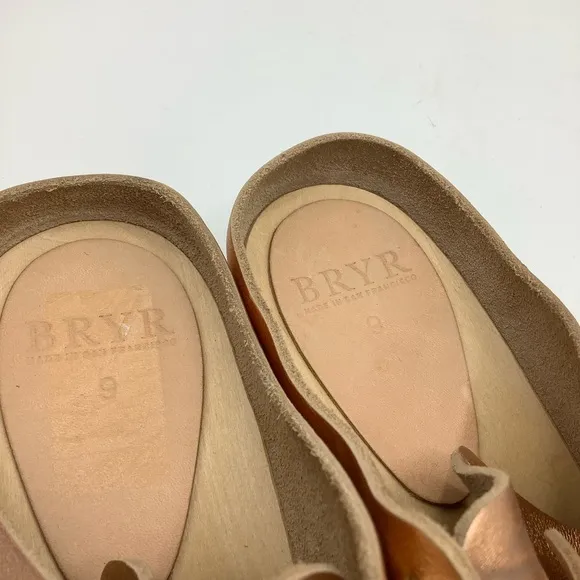 RARE FIND!!!! BRYR ZOE Copper Gold Mules with Fringe and Platform Sole