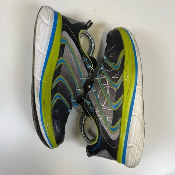 Rare Hoka One One Mens 8.5 Rapa Nui 2 Tarmac Running Shoes Blue Green Gray