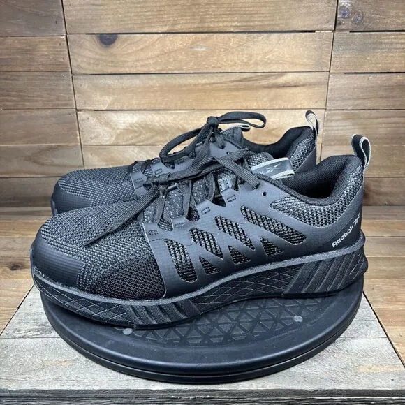 Reebok Fusion Flexweave Womens Size 9 M Black Comp Toe Lace Up Work Shoes