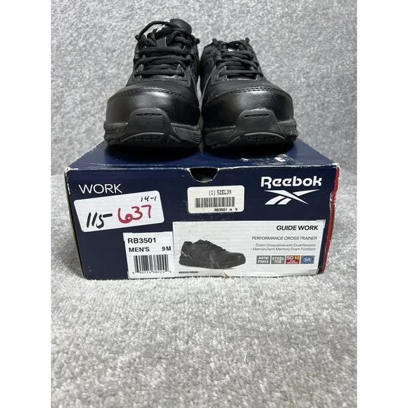 Reebok Guide 3.0 Work Steel Toe Shoes Cross Trainer Mens Size‎ 9M Black RB3501