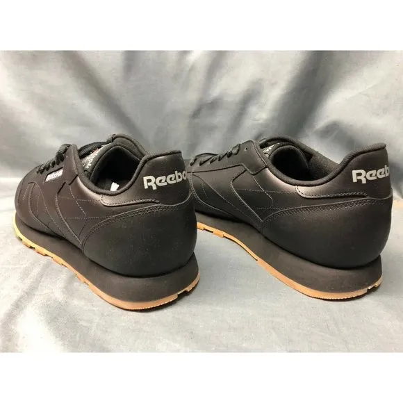 Reebok Men's Classic Leather Casual Sneakers Black Black Gum Size 8 NEW IN BOX!