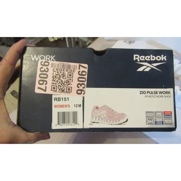 Reebok Work Zig Pulse Pink Sneakers Athletic Work Shoes EH Comp Toe Size 12M NIB