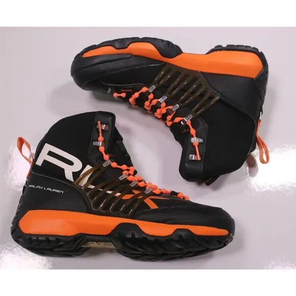 RLX Ralph Lauren X Abridge Ranger Hiking Boots Black Orange Men's US 9