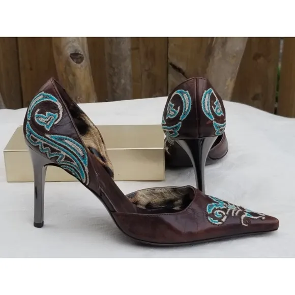 Roberto Cavalli Designer D'orsay heels Sz 35.5