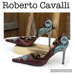 Roberto Cavalli Designer D'orsay heels Sz 35.5