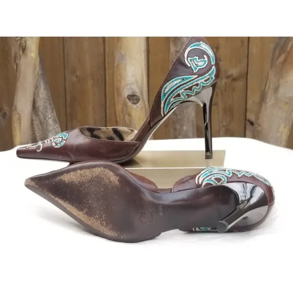 Roberto Cavalli Designer D'orsay heels Sz 35.5