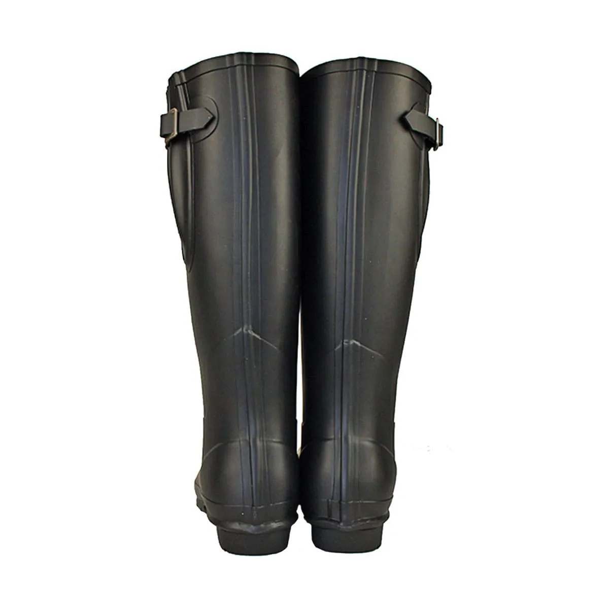 Rockfish Black Women's Neoprene Lined Tall Adjustable Matt Wellingtons - UK 3 / Euro 36
