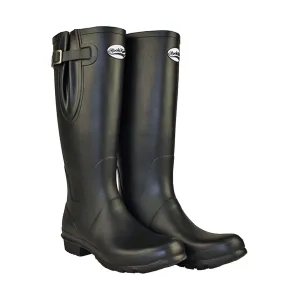 Rockfish Black Women's Neoprene Lined Tall Adjustable Matt Wellingtons - UK 3 / Euro 36