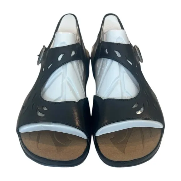 Romika Sandals Womens 6-6.5 EU 37 Leather Black Casual Buckle Comfy New