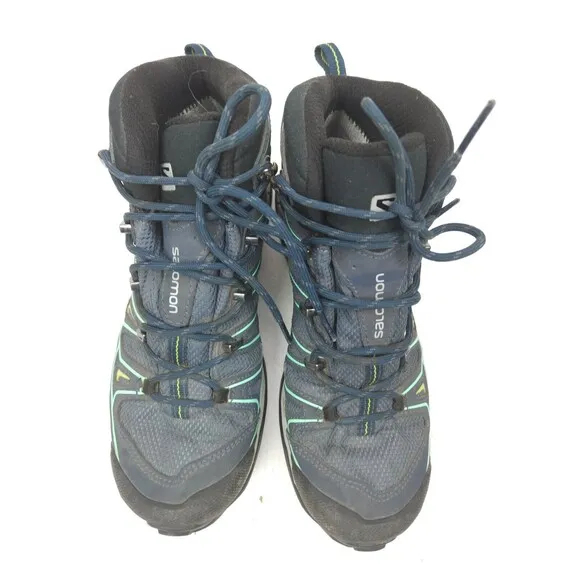 Salomon X Ultra 2 Mid GTX Size 8.5 Women Boots Blue Gore-Tex Waterproof Hiking