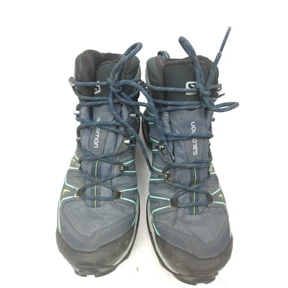 Salomon X Ultra 2 Mid GTX Size 8.5 Women Boots Blue Gore-Tex Waterproof Hiking