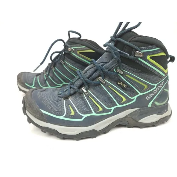 Salomon X Ultra 2 Mid GTX Size 8.5 Women Boots Blue Gore-Tex Waterproof Hiking