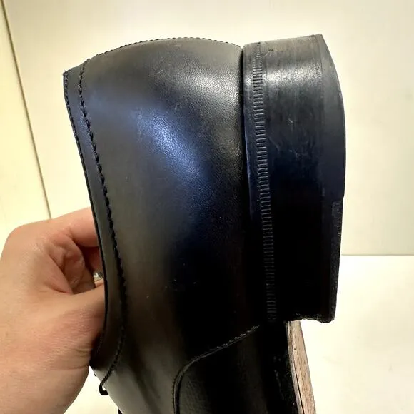 Salvatore Ferragamo Black Leather Cap Toe Derby Elongated Chiseled Toe Size 11