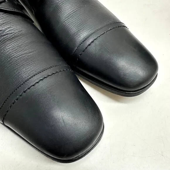Salvatore Ferragamo Black Leather Cap Toe Derby Elongated Chiseled Toe Size 11