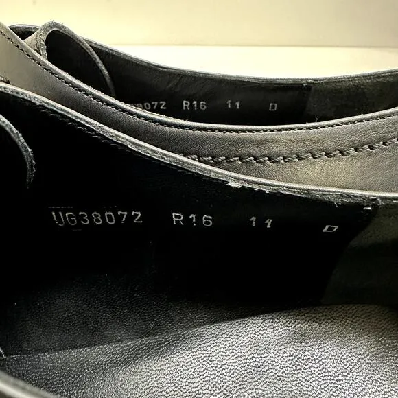 Salvatore Ferragamo Black Leather Cap Toe Derby Elongated Chiseled Toe Size 11