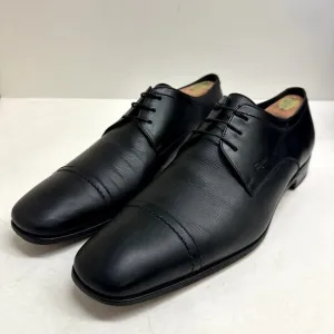 Salvatore Ferragamo Black Leather Cap Toe Derby Elongated Chiseled Toe Size 11