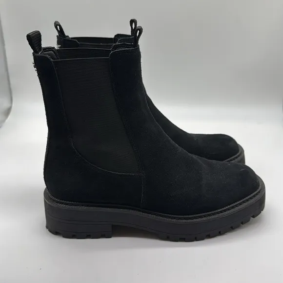 Sam Edelman Laguna Waterproof Lug Sole Chelsea Boots Black Suede Size 9