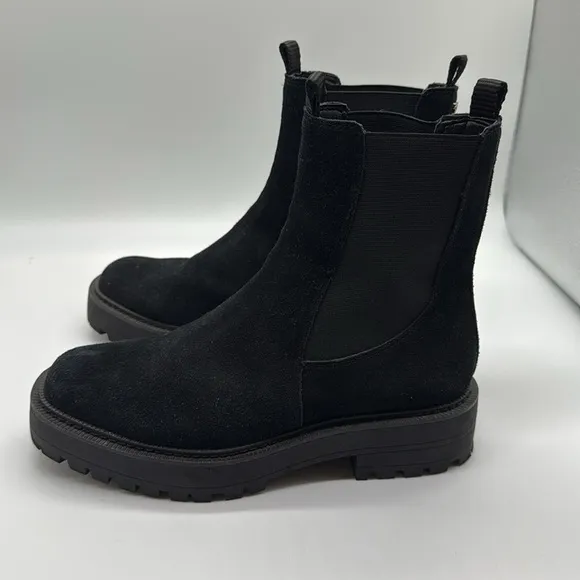 Sam Edelman Laguna Waterproof Lug Sole Chelsea Boots Black Suede Size 9