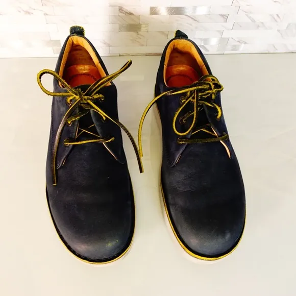 Samuel Hubbard Shoes Leather 9.5 Sneakers Blue Lace Up Casual Work Navy