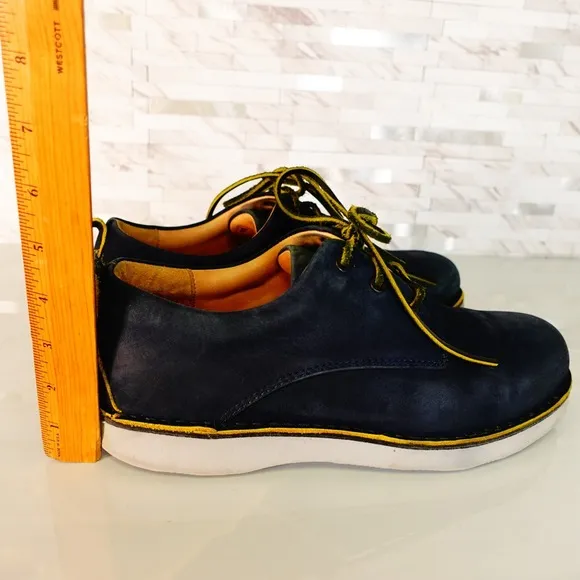 Samuel Hubbard Shoes Leather 9.5 Sneakers Blue Lace Up Casual Work Navy