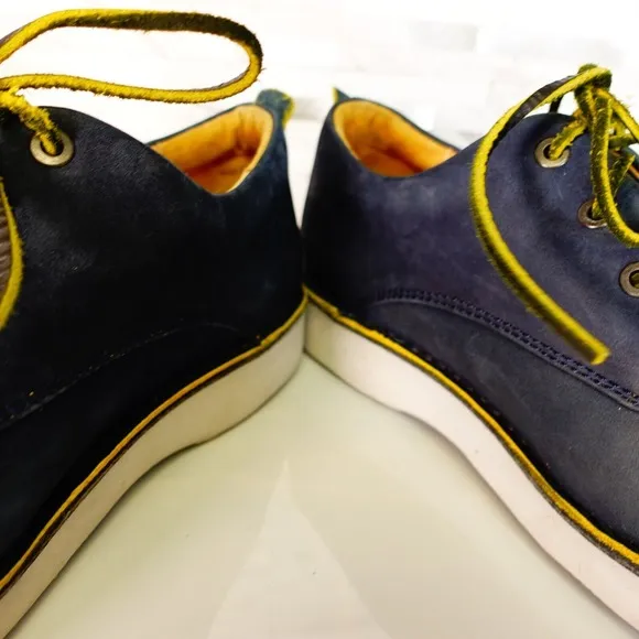 Samuel Hubbard Shoes Leather 9.5 Sneakers Blue Lace Up Casual Work Navy