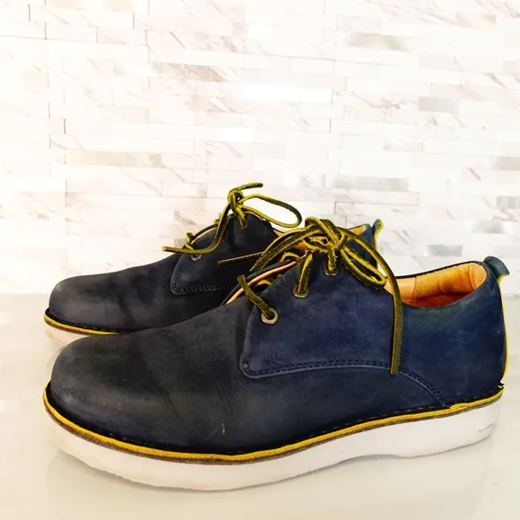Samuel Hubbard Shoes Leather 9.5 Sneakers Blue Lace Up Casual Work Navy