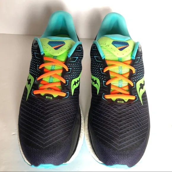 Saucony 2 Triumph 18 Blue Green Neon Men Athletic Shoes 14