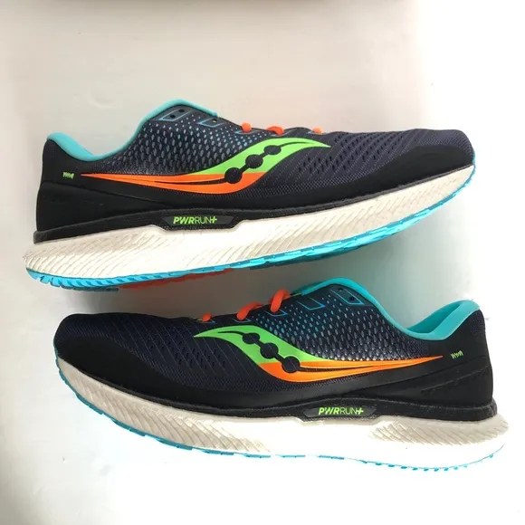 Saucony 2 Triumph 18 Blue Green Neon Men Athletic Shoes 14