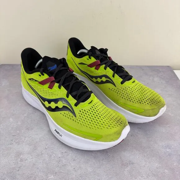 Saucony Mens Ride 15 S20729-25 Yellow Running Shoes Sneakers Size 12 READ