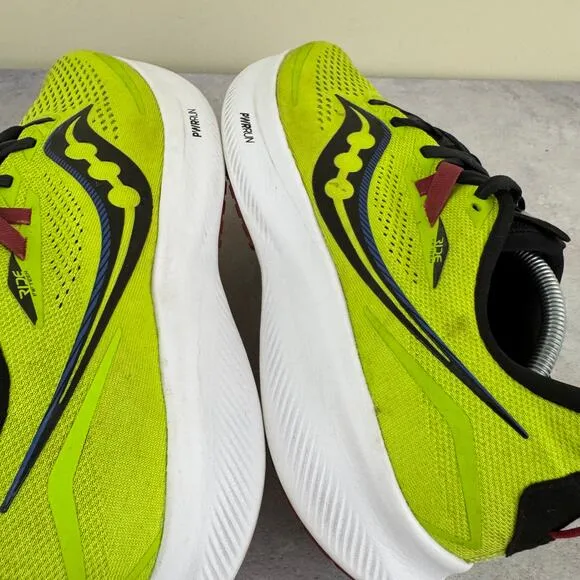 Saucony Mens Ride 15 S20729-25 Yellow Running Shoes Sneakers Size 12 READ