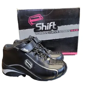 Shift Curve Street Shoes Womens Sz 7 Black Motorcycle 57153 Breathable Leather