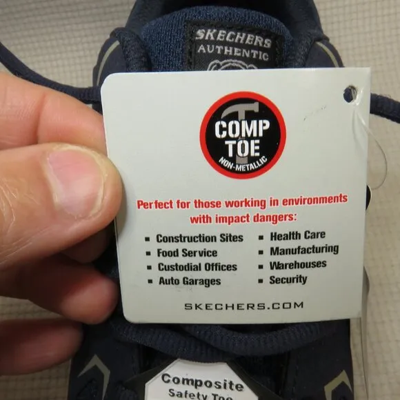 Skechers Malad II 200127 Composite Toe Work Shoes ASTM Navy/Tan Men's 7.5 NWT