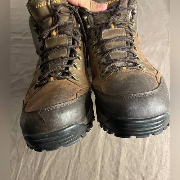 Skechers Men's Relment Traven Waterproof Leather High Top Hiking Boots Brown 13