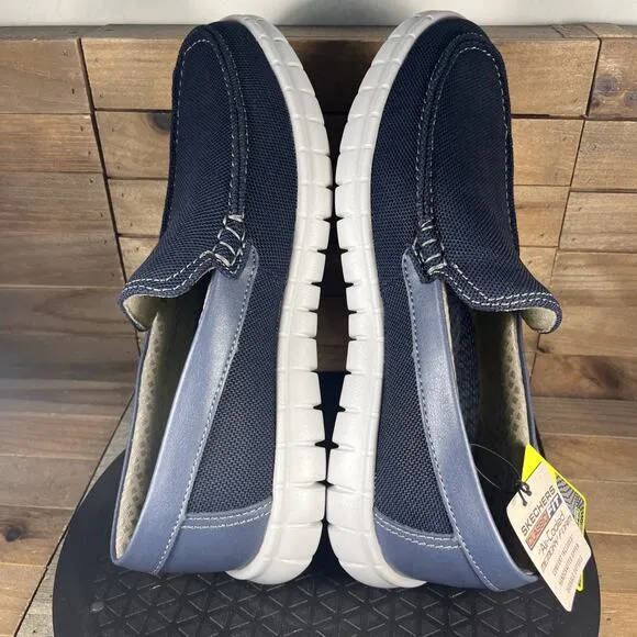 Skechers Mens Size 9.5 Moreway Chapson Navy Blue Casual Slip On Loafer Shoes