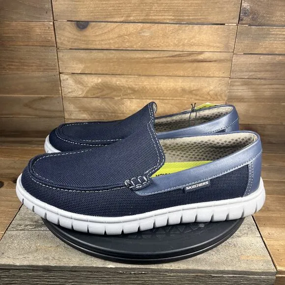 Skechers Mens Size 9.5 Moreway Chapson Navy Blue Casual Slip On Loafer Shoes