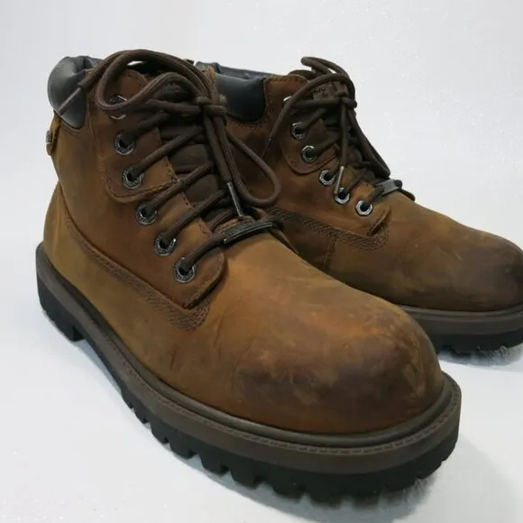 Skechers Nubuck Leather Waterproof Hiking Men's Work Boots Soft Toe Sz 10