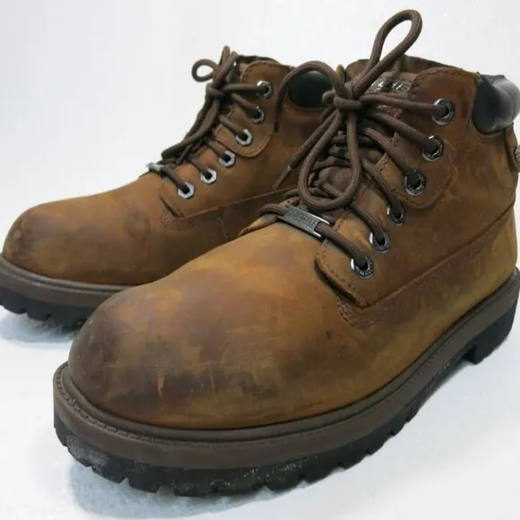Skechers Nubuck Leather Waterproof Hiking Men's Work Boots Soft Toe Sz 10