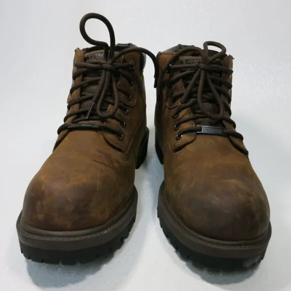 Skechers Nubuck Leather Waterproof Hiking Men's Work Boots Soft Toe Sz 10